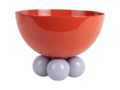 Bowl Double Funky Large - bright red w. soft purple