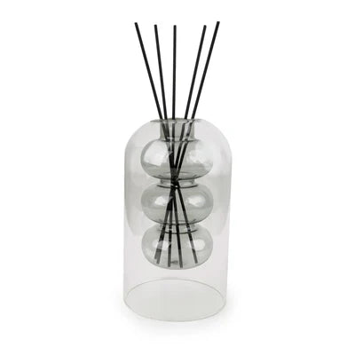 Round Bubble Glass Reed Diffuser 300ml - Clear and Grey