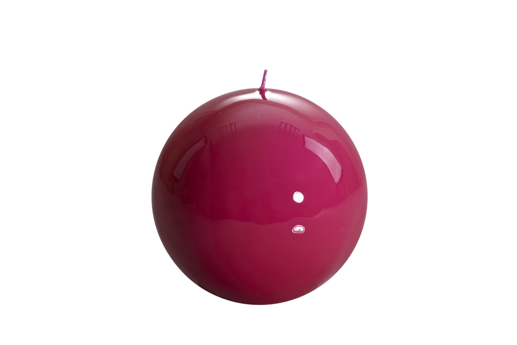 Luxurious Sphere Lacquered 12cm Candle - Fuchsia Colour