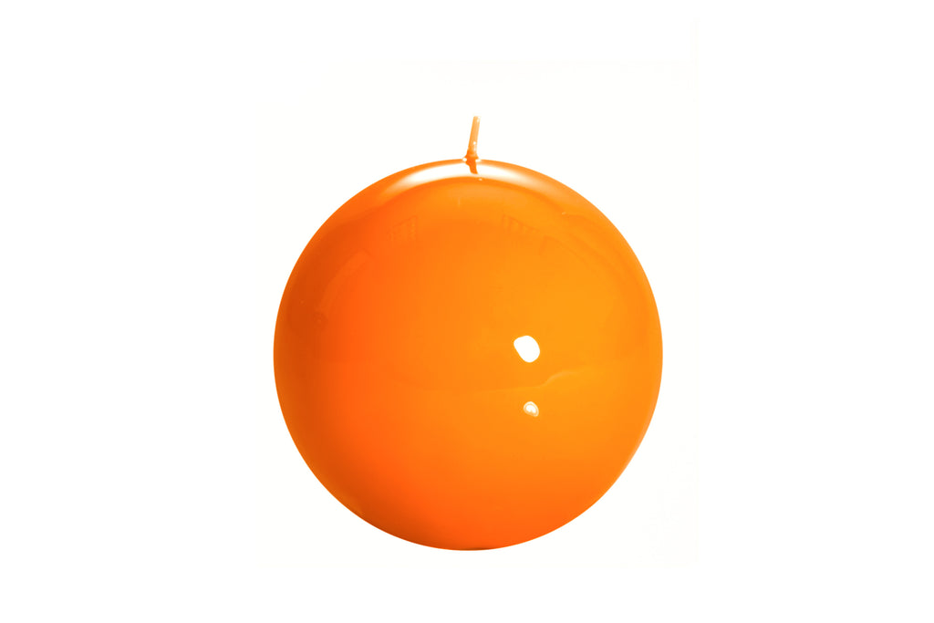 Luxurious Sphere Lacquered 12cm Candle - Orange