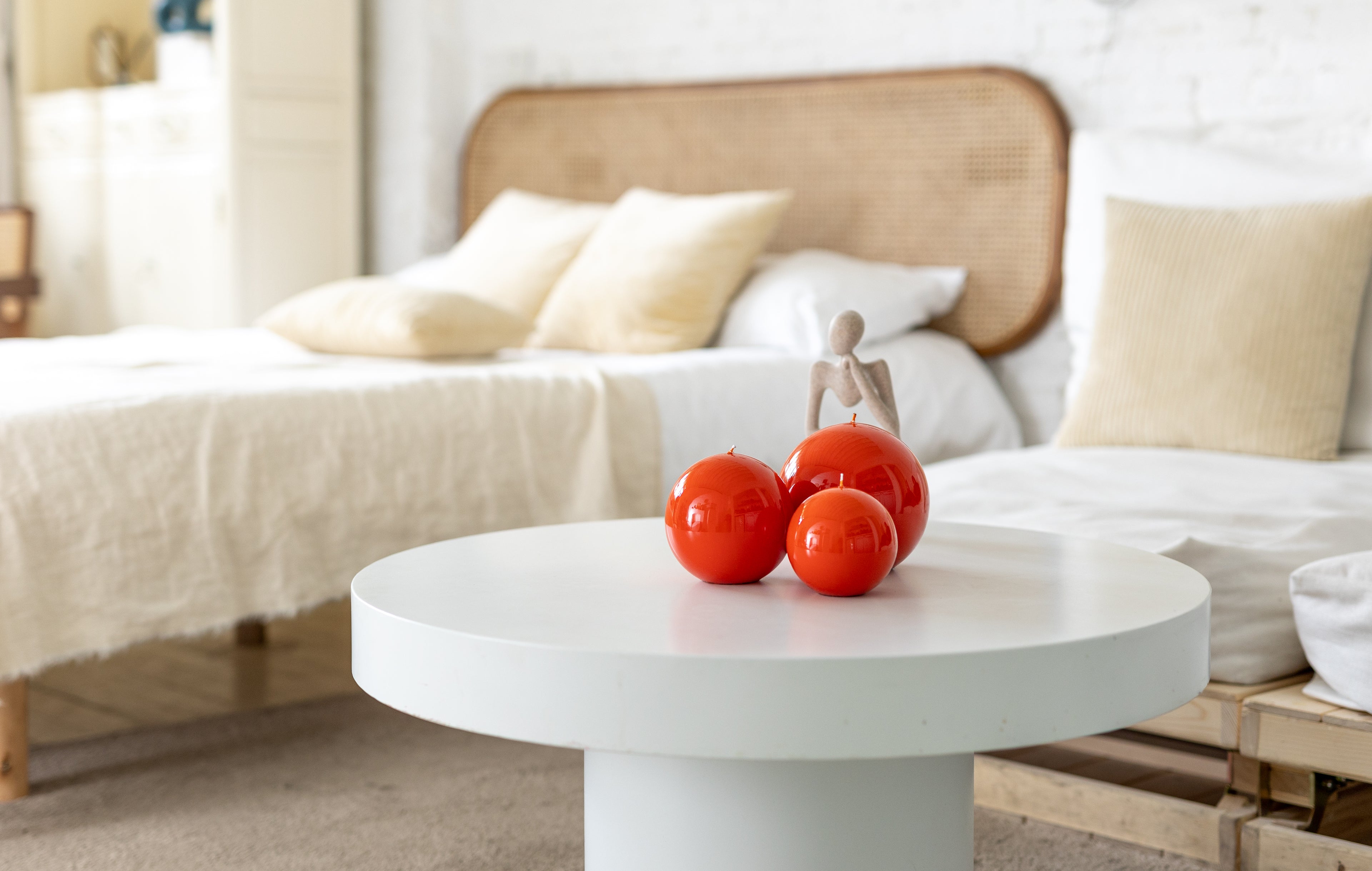 Luxurious Sphere Lacquered 12cm Candle - Orange