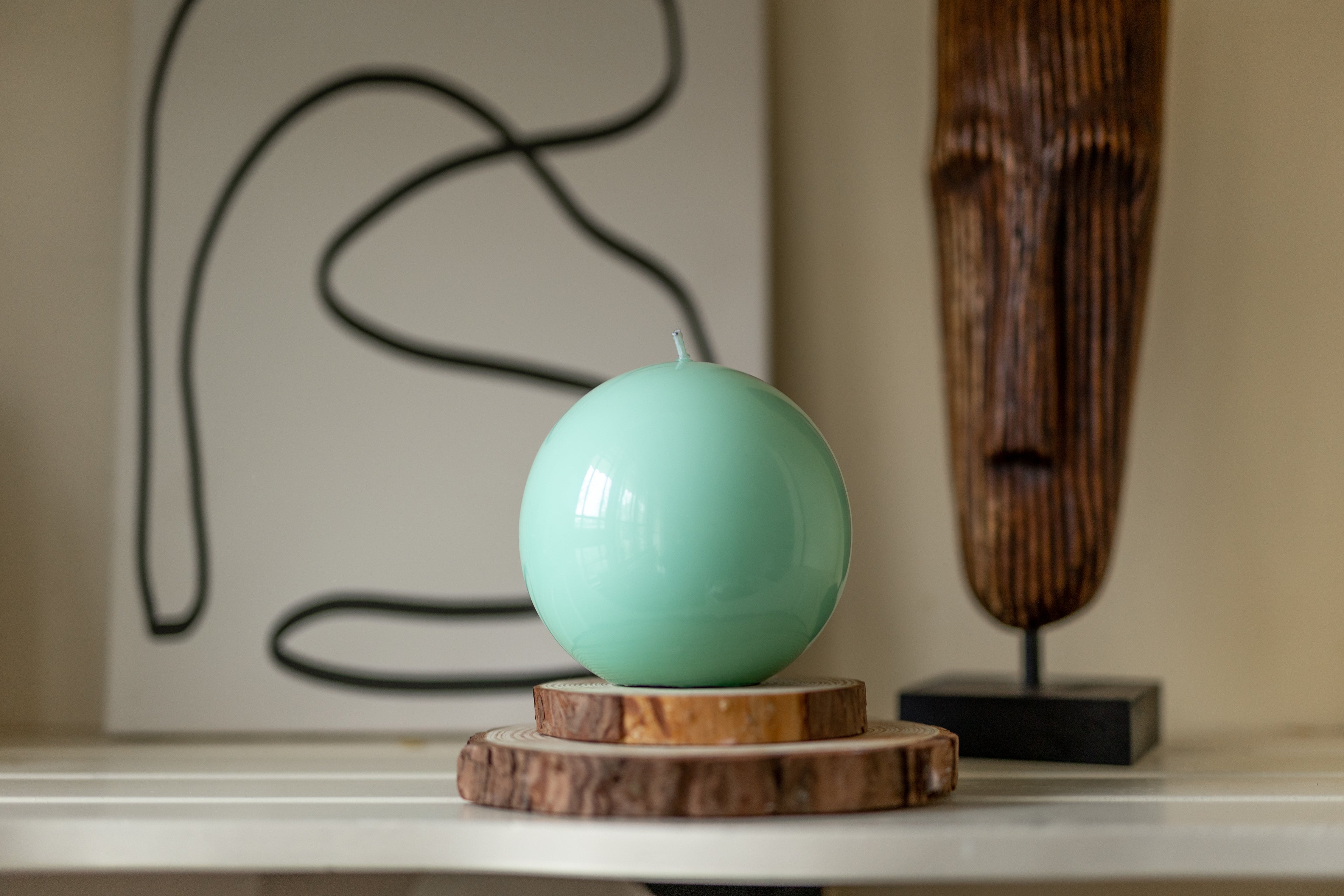 Luxurious Sphere Lacquered 12cm Candle - Teal