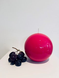 Luxurious Sphere Lacquered 12cm Candle - Fuchsia Colour
