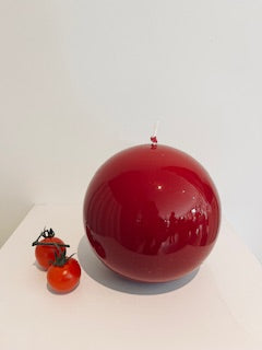 Luxurious Sphere Lacquered 12cm Candle - Bordeaux