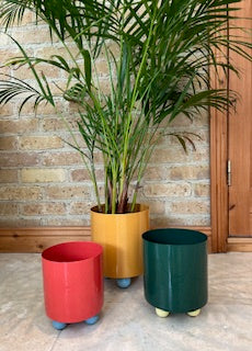 Plant Pot Double Funky Medium - Retro green & soft yellow