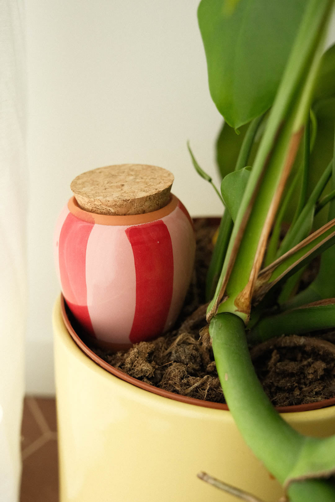 Ollas Plant Diffuser - Pink & White Stripes
