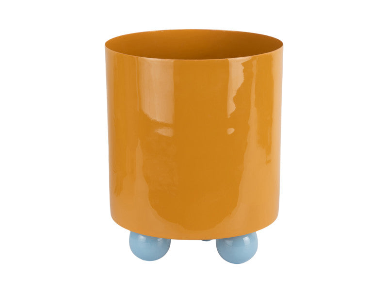 Plant Pot Double Funky Large - Mango yellow & soft blue