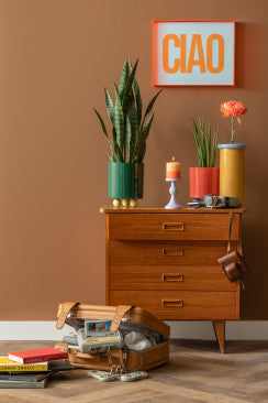 Plant Pot Double Funky Medium - Retro green & soft yellow