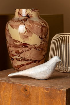 Statue Bird Long Tale - White wash