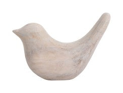 Statue Bird Long Tale Up - White wash