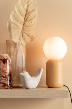 Statue Bird Long Tale Up - White wash