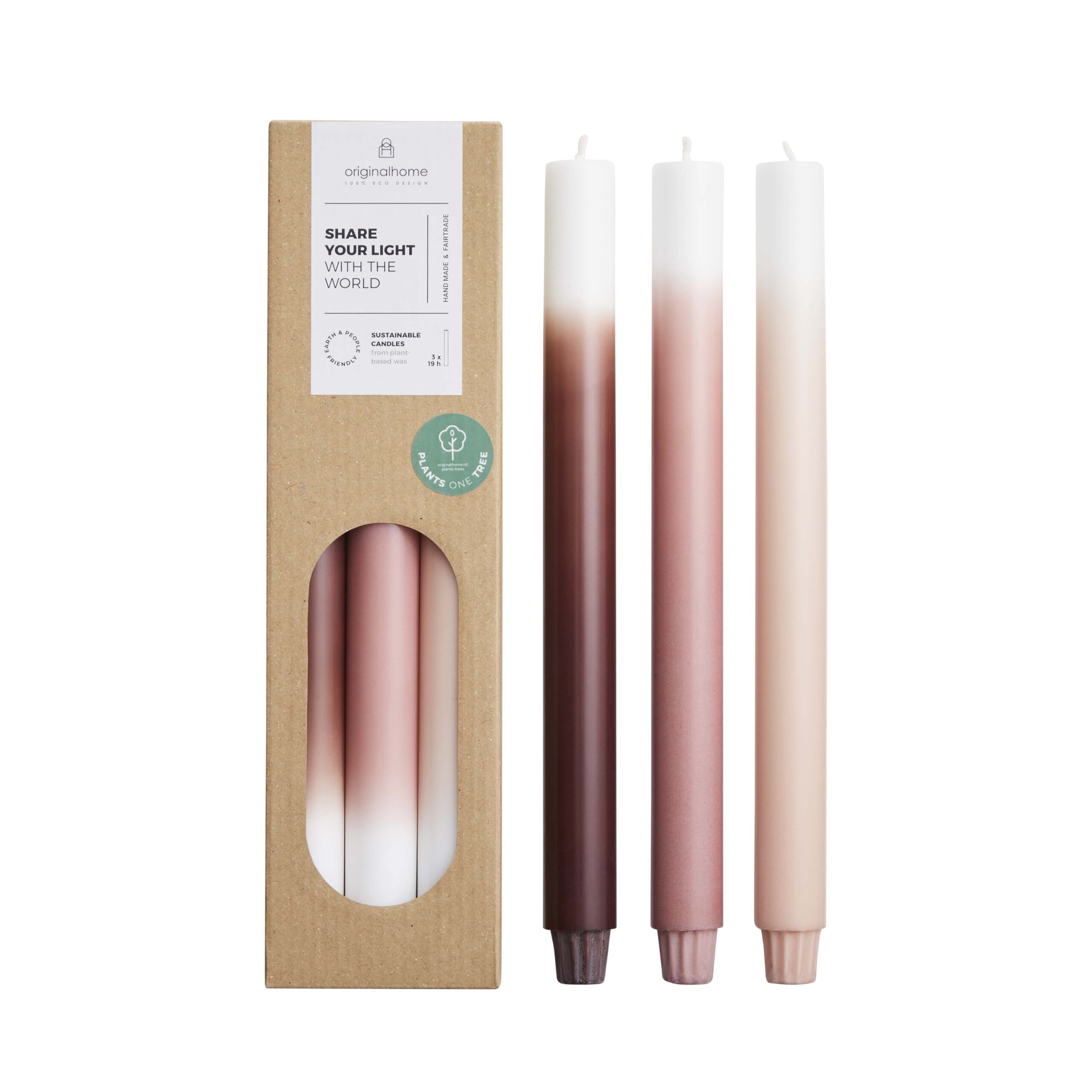 Gradient Candles Dusty Rose S/3