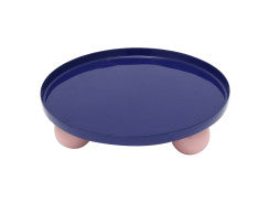 Tray Double Funky Round Large - Cobalt blue & soft pink