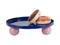 Tray Double Funky Round Large - Cobalt blue & soft pink