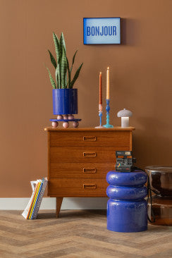 Tray Double Funky Round Large - Cobalt blue & soft pink