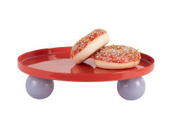 Tray Double Funky Round Large - bright red w. soft purple