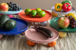 Tray Double Funky Round Large - bright red w. soft purple