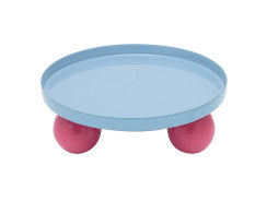 Tray Double Funky Round Medium - Soft blue & bright pink