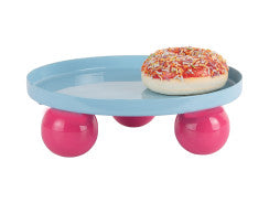 Tray Double Funky Round Medium - Soft blue & bright pink