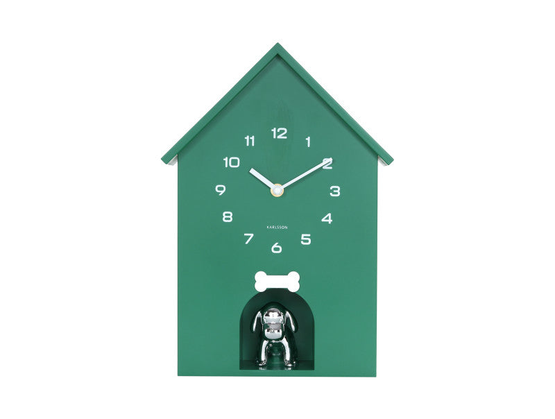 Wall Clock Dog House - Retro Green
