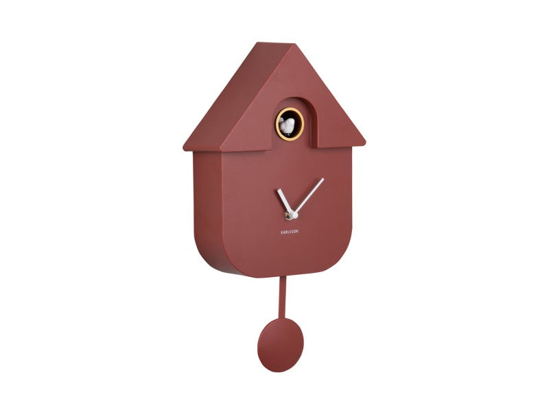 Wall Clock Modern Cuckoo - Red Ochre