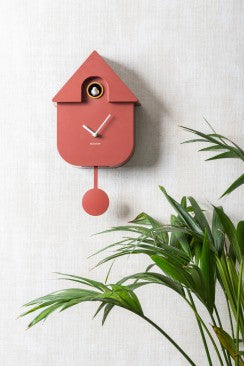 Wall Clock Modern Cuckoo - Red Ochre