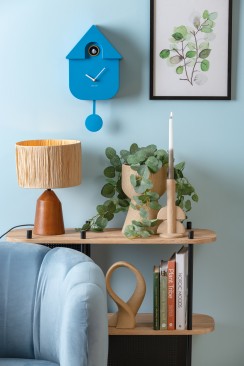 Wall Clock Modern Cuckoo - Bright Blue