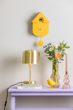 Wall Clock Modern Cuckoo - Bright Yellow