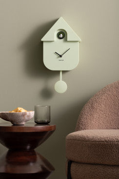 Wall Clock Modern Cuckoo - Soft Green