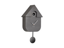 Wall Clock Modern Cuckoo - Metallic Dark Grey