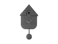 Wall Clock Modern Cuckoo - Metallic Dark Grey