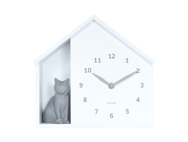 Wall Clock Sitting Cat - White - BACK IN STOCK 6TH DECEMBER 2025